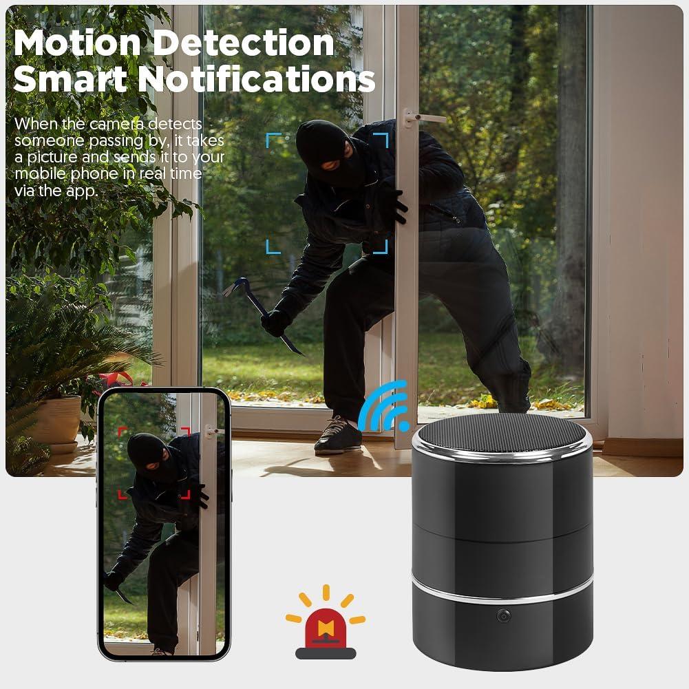 Bluetooth Speaker Camera with 240° Rotatable Lens wifi,1080p,audio,loop_recording,app_control 1080P - Thumbnail 4