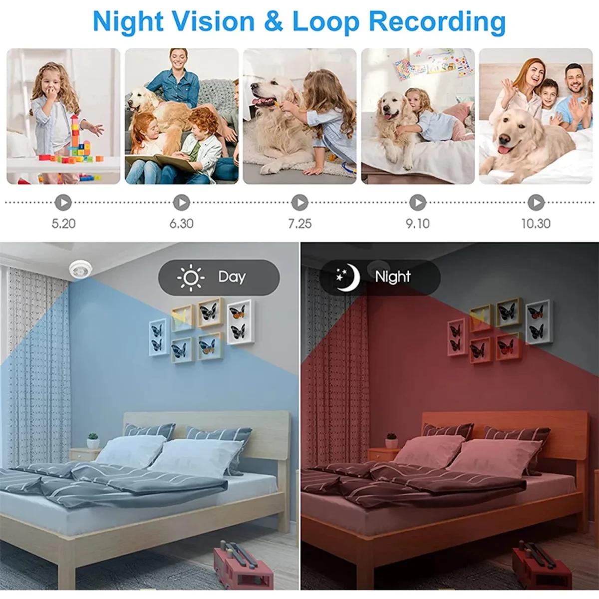 HD Smoke Detector Nanny Camera wifi,night_vision,motion_detection,1080p,app_control 1080P - Thumbnail 4