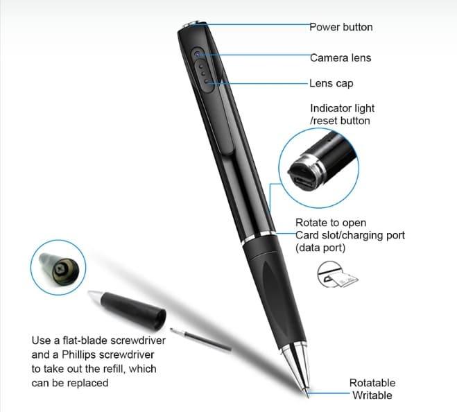 Wi-Fi Video Recording Pen wifi,motion_detection,1080p,audio,app_control 1080P - Thumbnail 3