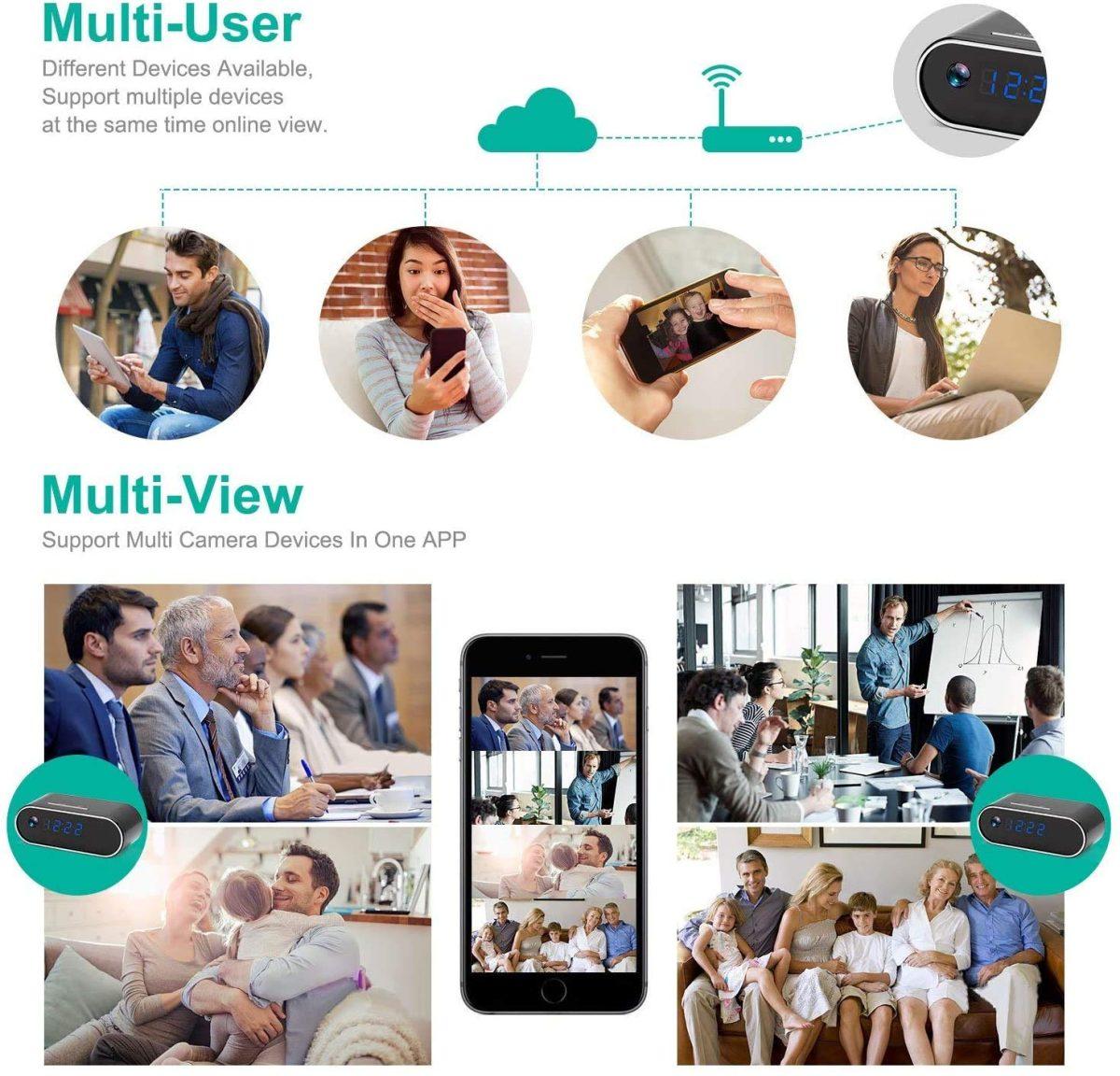 Xc2 1080P HD Hidden Camera Clock wifi,night_vision,motion_detection,1080p,app_control 1080P - Thumbnail 3